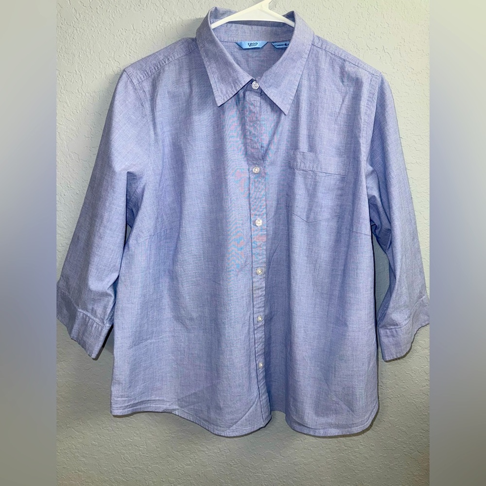 Izod Blue Casual Button Down Shirt with Relaxed Fit
